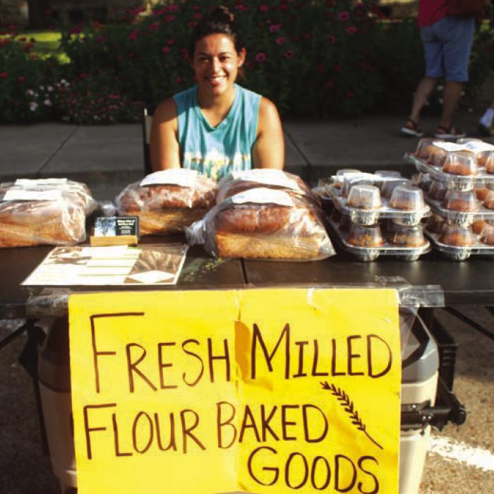 Kaylee Gibson of Winchester was selling fresh milled flour baked goods.