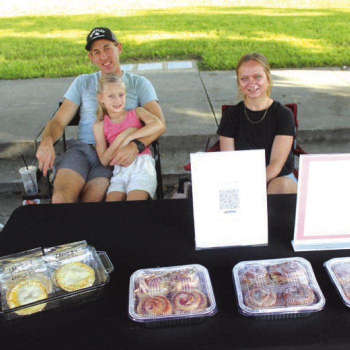 From left to right, Scott, Callie and Paige Barnett of Ezell were selling cinnamon rolls, hand pies, lemonade and tea.