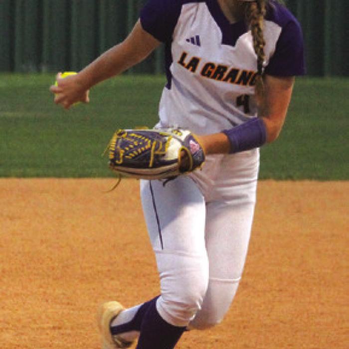 La Grange’s Brooke Ulrich was the winning pitcher in Tuesday’s game after coming in for relief in the sixth inning. Photo by Jeff Wick