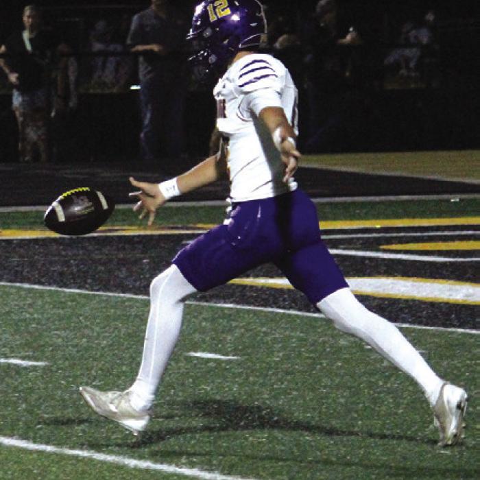 La Grange punter Colt Jobb in action Friday.