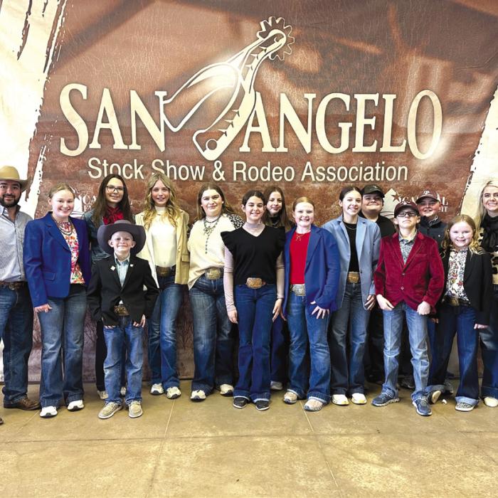 Pictured from left: Coach JoJo Carrales, Julia Melton, Joe Carrales, Tatum Fritsch, Hailey Janish, Rheagan Karisch, Adalyn Carrales, Addison Berckenhoff, Kaisley Janecka, Alexis Berckenhoff, Rilan Karisch, Tate Fritsch, Abraham McBride, Abigale McBride, and Coach Kaci Carrales.