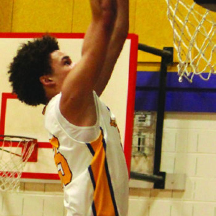Brandon Mathis with one of his two dunks Tuesday.