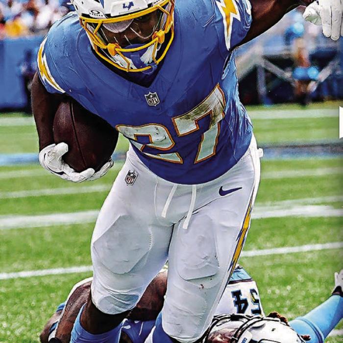 In Sunday’s 26-3 win over the Panthers, La Grange native J.K. Dobbins finished with 131 yards, one touchdown, and a somersault in the end zone. He is the first player in Chargers franchise history to run for 100 yards in each of the first two games of a season, and his 266 rushing yards through two games are the most by any Chargers player in the team’s first two games of a season. “When I’m healthy, I can be one of the best,” Dobbins said Sunday.