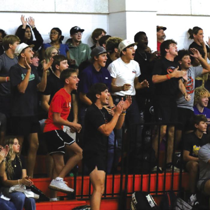 The Schulenburg volleyball team had a huge, rowdy cheering section for some matches at their home tourney. Photo by Audrey Kristynik
