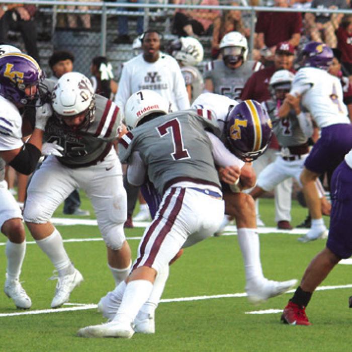 Members of the La Grange offensive line really dominated Cameron Friday. Photo by Jeff Wick
