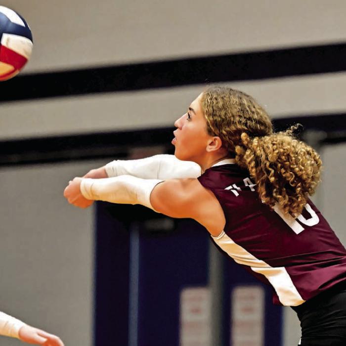 Emma Kossler passes up for the Lady Bulldogs in Friday’s win over Hallettsville Sacred Heart. Photo by Stephanie Steinhauser