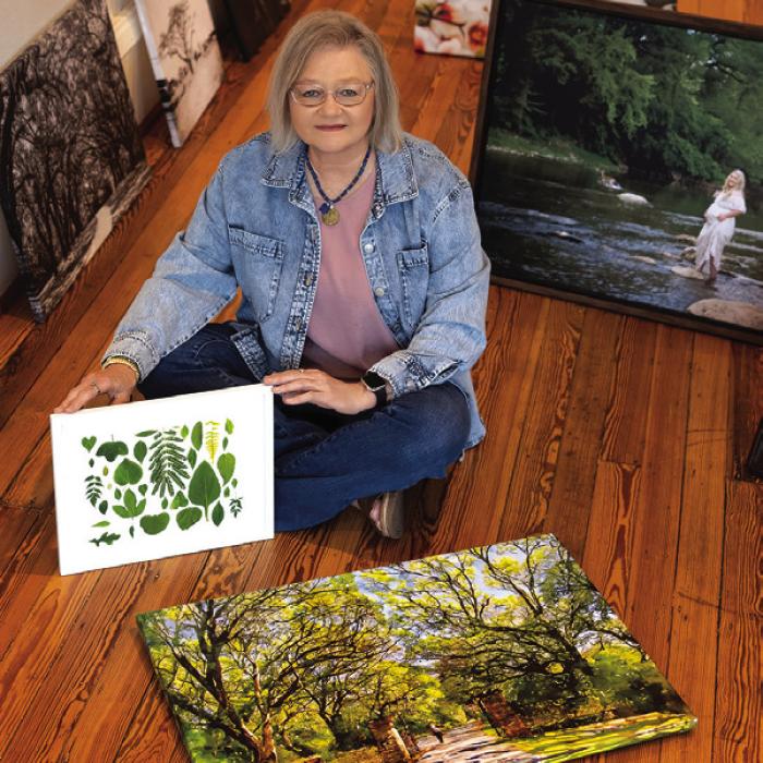 La Grange artist Diane Mueller with some of her work.