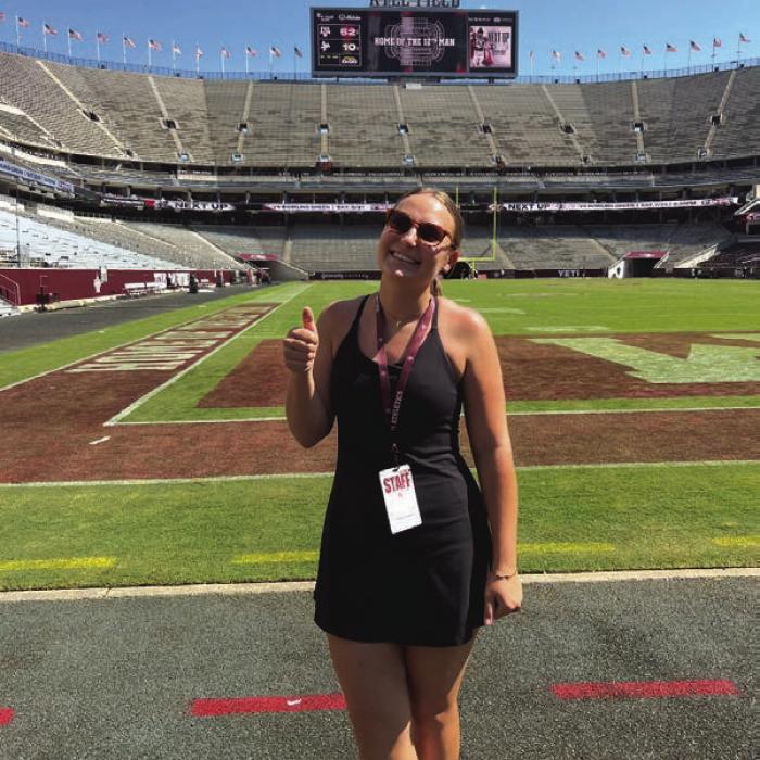 Katherine Bruns, a 2022 graduate of Flatonia High, has been working for over a year for 12th Man Creative, the dedicated branding, digital and social media group of Texas A&amp;M Athletics.
