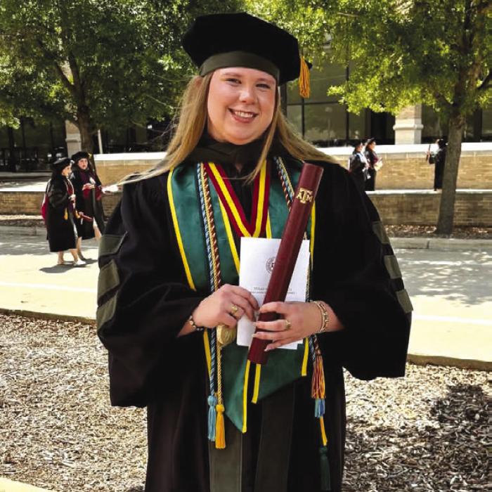 Ashleigh Holden, 2018 graduate of La Grange High School, received her Dr. of Pharmacy on May 16 at Texas A&amp;M University. She is the daughter of proud father, Andy Holden of West Point. She is one of four chosen in the U.S. for the residency program at Cambridge Health Alliance Hospital in Cambridge, Mass. She began her residency at the hospital in Ambulatory Care in June 2026.