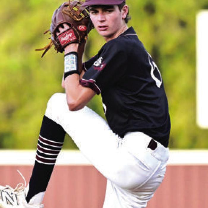 Blake Kessler gets the start on the mound for Flatonia in Tuesday night’s game with Fayetteville. Photo by Stephanie Steinhauser