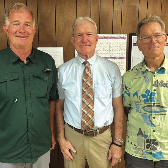 The Miller brothers, left to right – Michael, Bill and Neal – when they got together in La Grange last month. Photo by Jeff Wick