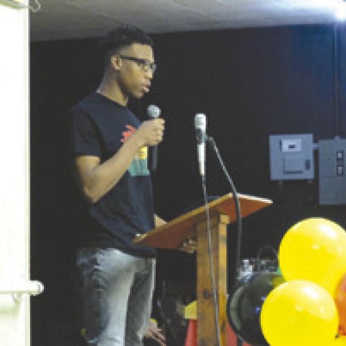 Ja’kele Houston was one of several local youth who read pieces of poetry during the program.