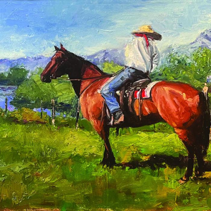 “Down the Eastern Slope,” oil painting by Don Weller “Looking Forward to What’s Behind me,” oil painting by Stephen Henry