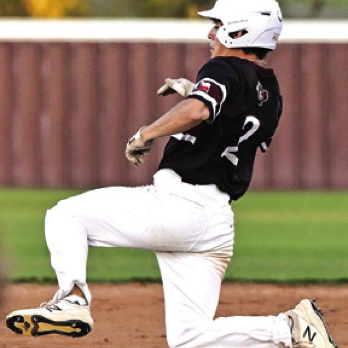 Flatonia senior Caysen Perez gets down for a slide into second base in last week’s game against Weimar. Photo by Stephanie Steinhauser