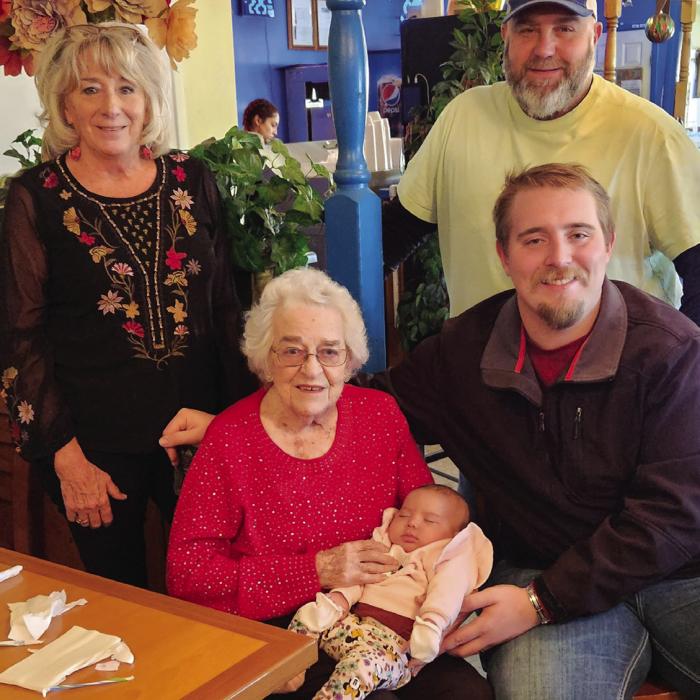 The Kieke family from Wallis gathered in November for Evelyn Kieke’s 94th birthday celebration. This five-generation photo was captured at the event. Pictured are Evelyn Kieke holding her great-great granddaughter Bellamour Santi Juarez Becka; Evelyn’s daughter Carol Becka, at left; her son Ryan and his son Hayden.