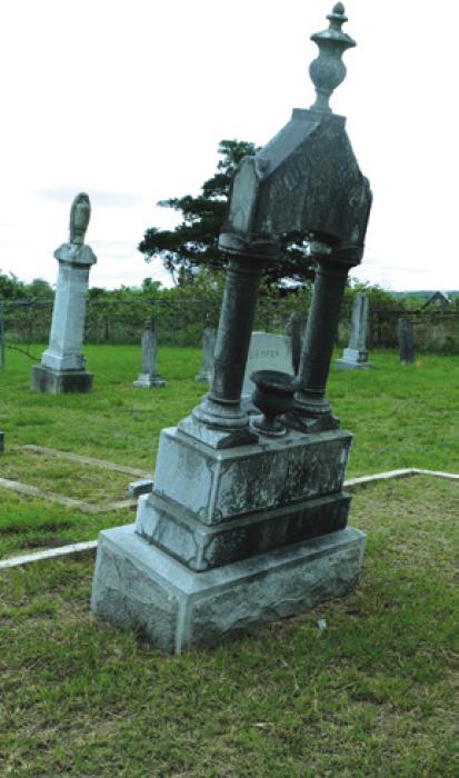 The gravestone of Joseph J. and Ida Fietsam, another example of the bad condition of the grave stones at Williams Creek Cemetery.