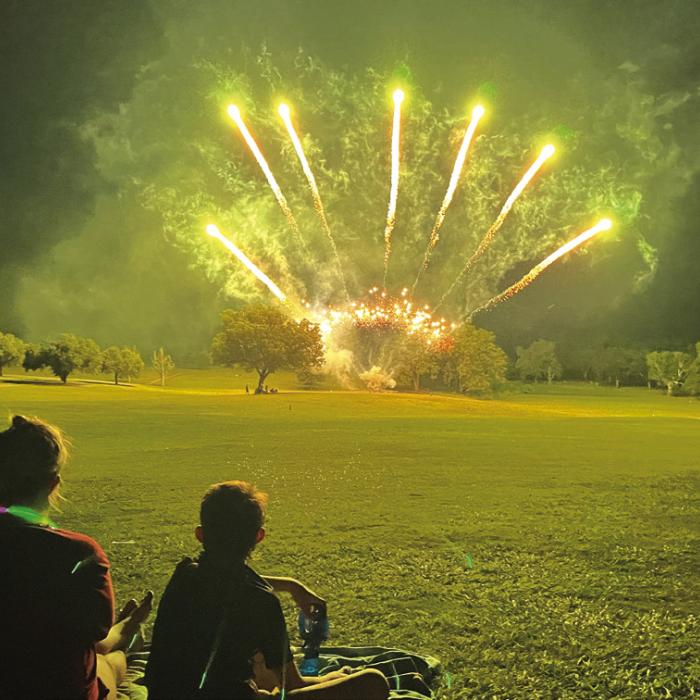 A huge fireworks display lit up the golf course on La Grange Friday night, July 3 as Frisch Auf! Valley Country Club again invited the public to enjoy Independence Day festivities as they have done for years. Prior to the fireworks show there was a sky-diving event that landed on the golf course (see Page B1 for more on that), and also a variety of food and drink vendors and music. Photo by Jeff Wick