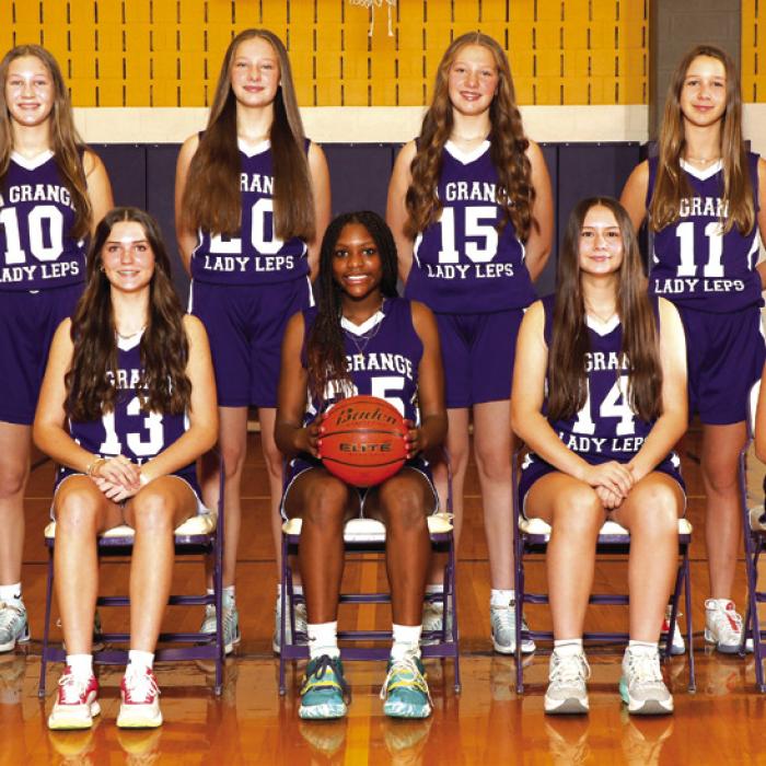 8th Grade A Team: Overall (5-10), District (4-6) 4th Place District – Back row: Kenlie Kallus, Gabby Hollek, Harper Griffin, Adeline Griffin, Lyla Cowen, Coach Mel McKee; Front row: Anabella Delarosa, Kyndal Brawley, London Broussard, Kayden Yanis, Abby Cernosek.