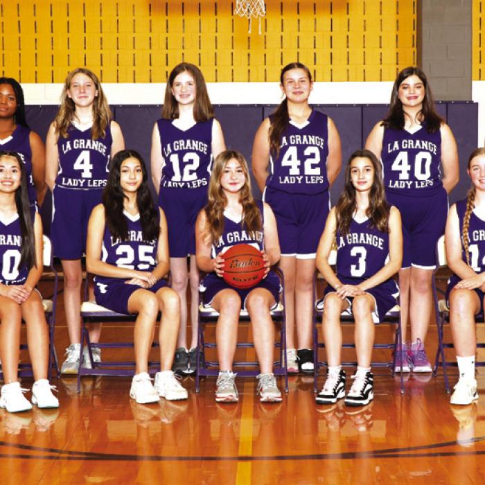 7th Grade B Team: Overall (2-6), District (2-6) Tie for 3rd Place District; Back row: Coach Lesley Roesler, Trinity Scott, Avery Gabriel, Harper Hess, Harmoni Thomas, Brooklynn Blythe, Hadley Ehler; Front row: Olivia Adamcik, Kymberly Soto, Chloe Gunter, Brycelynn Mills, Saleen Posey, Shiloh Bretz, Caroline Cherry (Not pictured: Adalyn Bishop).