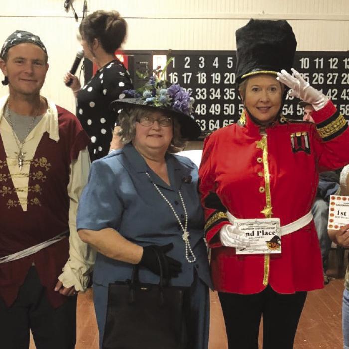 Overall winners of the Ellinger Chamber of Commerce Costume Contest were Dustin and Lorie Ann Machinsky-3rd place, Cecilia Smidovec and Leigh Hastedt-2nd place, and Joey and Alyssa Smidovec-
