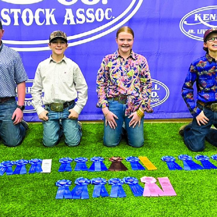 Champion Intermediate Team: Abraham McBride, Crockett Guenther, Kaisley Janecka, and Tate Fritsch.