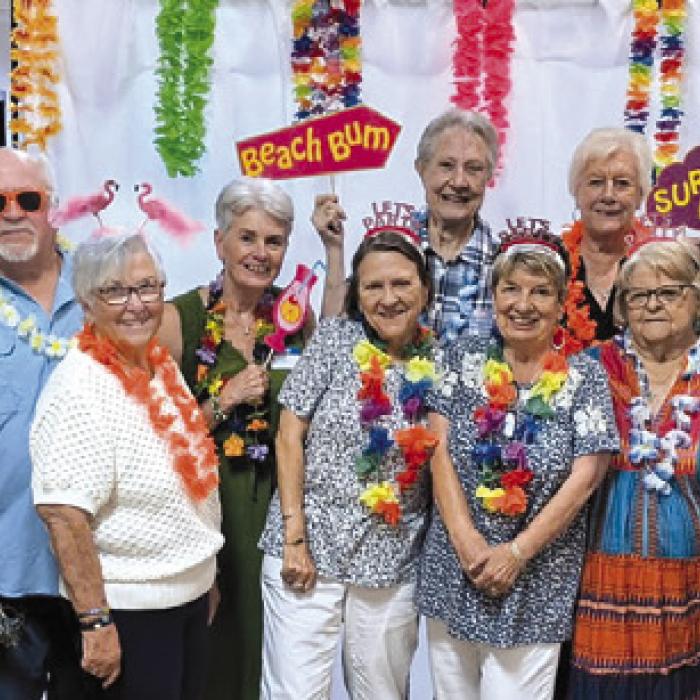 A number of Winchester residents started celebrating the Fayette County Fair on Thursday by attending the Senior Day at the KC Hall in La Grange. Pictured here are (front) Rhoda Gersch, Linda Dunk, Bobbie Hajek, Elizabeth Kipp and Darline Kaiser, (back) Bill Karisch, Sherwood Gersch, Pat Karisch, Marceil Prestridge Evelyn Parker and Ronnie Kaiser.