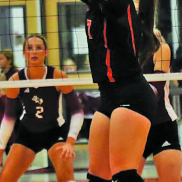 Schulenburg’s Landry Zapalac sets a ball Tuesday. Photos by Audrey Kristynik