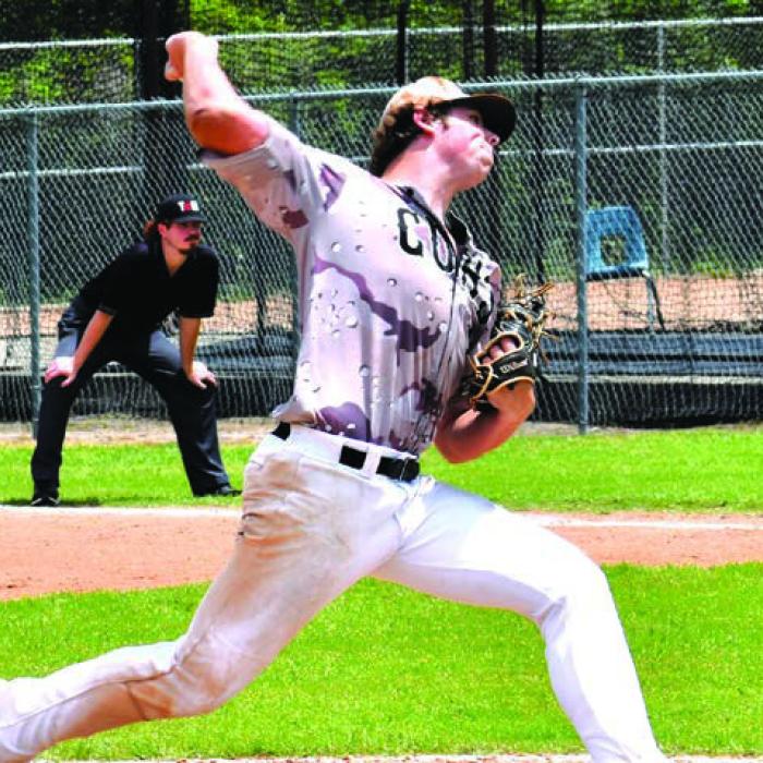 Tanner Schobel threw 6.1 no-hit innings on senior night Tuesday for RTC. He is shown here pitching last week. Photo by Paul Kipp