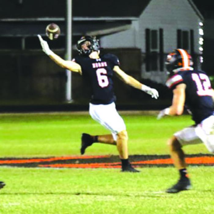 Schulenburg’s Zane Brenek tries to corral this ball Friday. Photo by Audrey Kristynik
