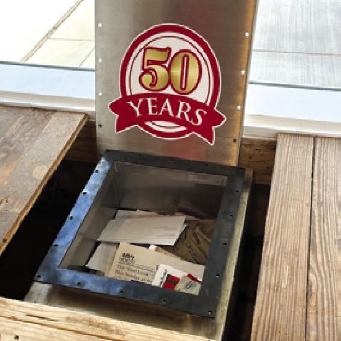Time capsule in the Fayetteville Performance Theater and Community Center.