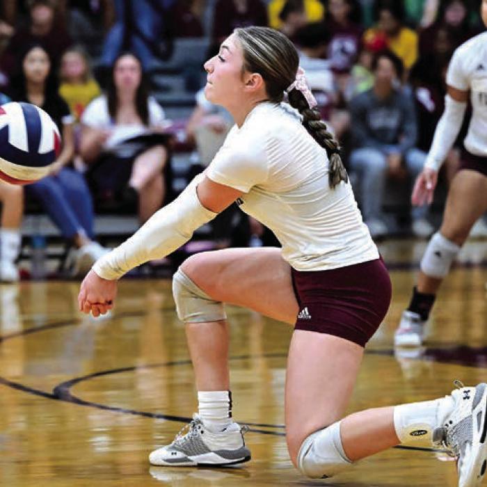 Greenli VanZandt works back row for the Flatonia Lady Bulldogs in a recent match. Photo by Stephanie Steinhauser