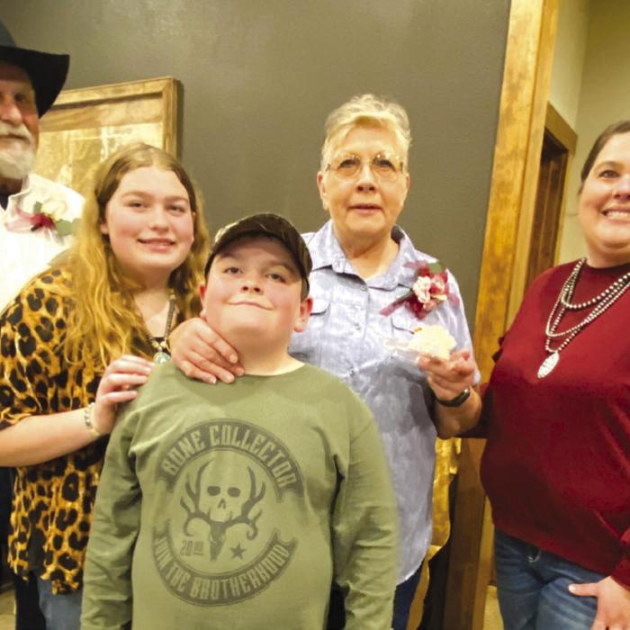 Larry Bartosh, Rheagan Karisch, Rilan Karisch, Carolyn Bartosh, Carissa Karisch and Brandon Karisch at the 50th anniversary celebration.