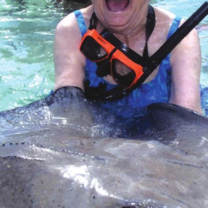Martha has thrived on new and thrilling experiences such as getting up close and personal in the Cayman Islands with a tame stingray.