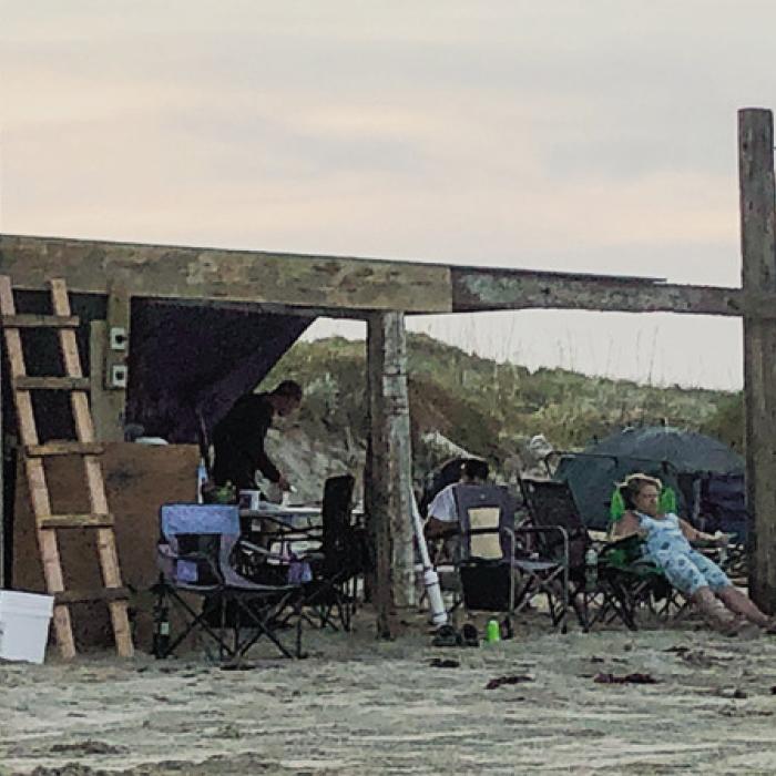 On another trip some years ago, we ran into this family who built a beach bungalow out of materials they found washed up on the shore.
