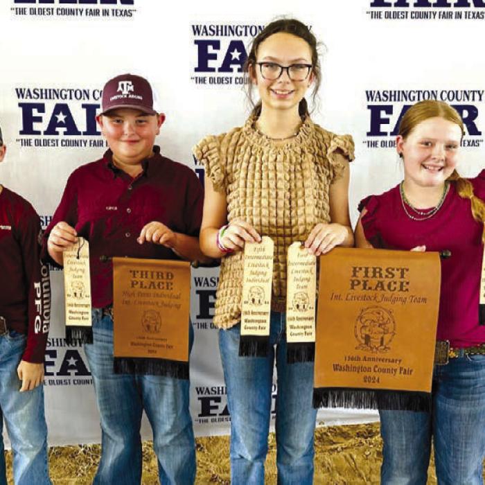 Champion Intermediate Team: Crockett Guenther, Abraham McBride, Tatum Fritsch, and Kaisley Janecka.