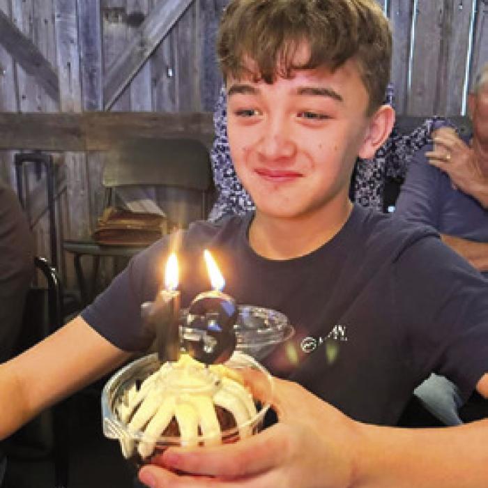 Kathy and Frank Chlumsky’s grandson, Conner Dong, celebrating his 13th birthday.