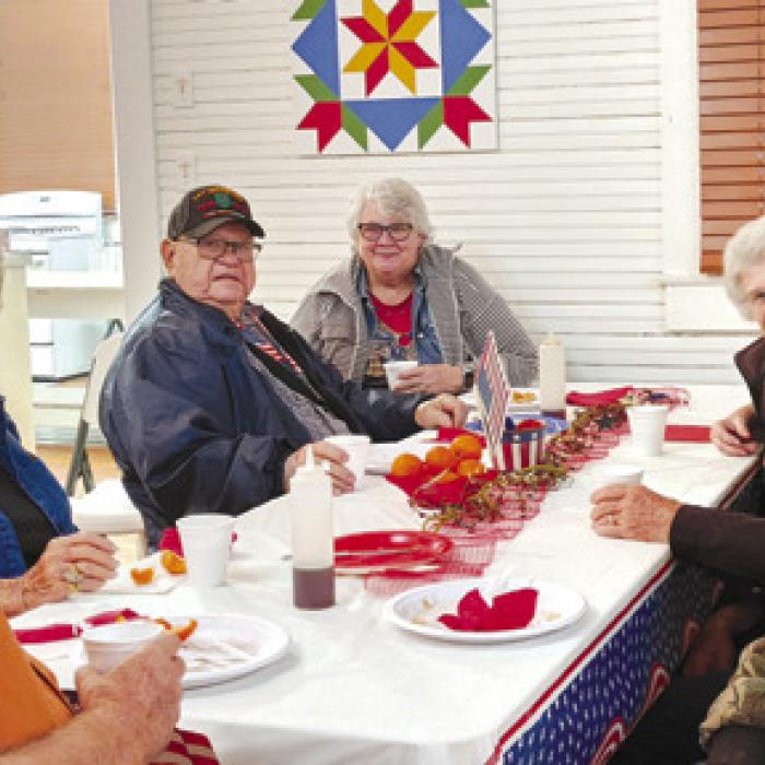 Several Winchester Veterans enjoyed a pancake breakfast at Zilss Hall on Veteran’s Day. Pictured here are Donald Noack, Betty Richter, Morgan Ray Karisch, Delores Karisch, Sandra Matthijetz, Raymond Matthijetz and Sherwood Gersch.