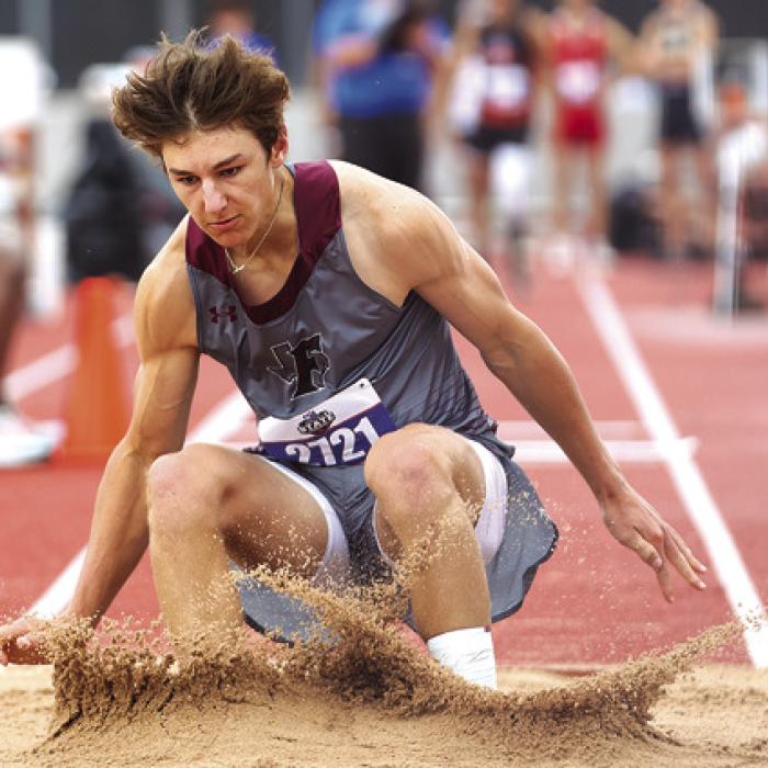 Fayetteville’s Jack Schley was 5th in the triple jump last year at state. He qualified for state in the long jump and the triple jump this season. Photo by Scott Coleman