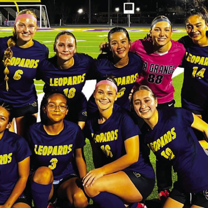 The La Grange girls soccer team after their victory Monday night over Giddings.
