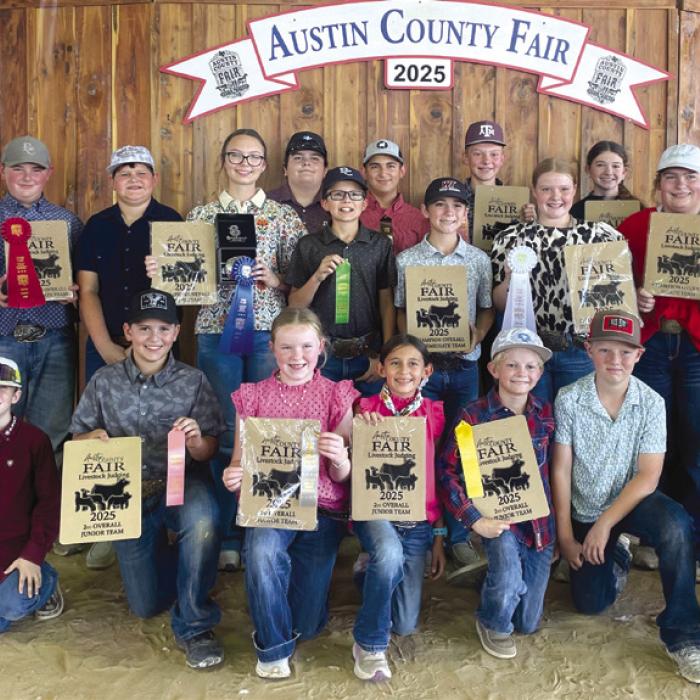 Picured front from left: Rowdy Guenther, Hudson Holub, Abigale McBride, Emma Zweschper, Joe Carrales, and Parker Gabler; back row: Coach JoJo Carrales, Abraham McBride, Hunter Gabler, Tatum Fritsch, Rilan Karisch, Tate Fritsch, Dylan Zweschper, Crockett Guenther, Holden Holub, Kaisley Janecka, Laramie Laake, Rheagan Karisch, and Hayleigh Pizzitola.
