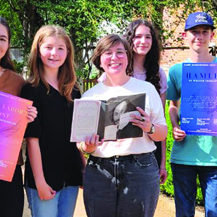 Left to right: Remi Denham, Carolina Lira, Delilah Citzler, Director Robin Grace Soto, Sofia Meneses, Holden Mikulin, Fallon Miller, and not pictured MaeBess Huette. Photo by Tammy Browning