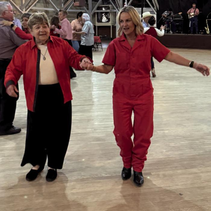 Joyce Freis and her niece, Stacy Wiltshire dancing just like the old days.