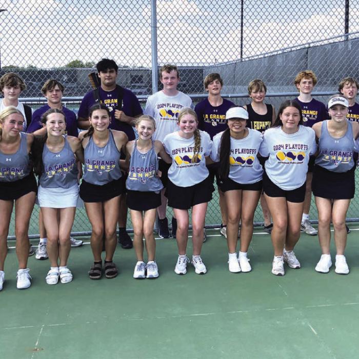 The members of the La Grange team tennis squad qualified for the program’s first-ever playoff this season.