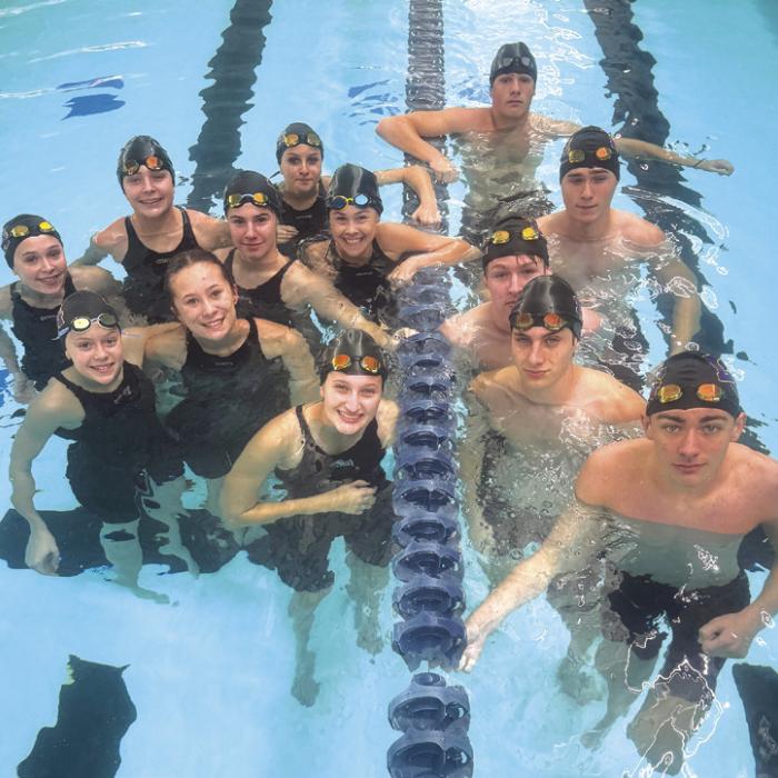 The La Grange High School swim team in the pool at their recent meet in San Antonio.