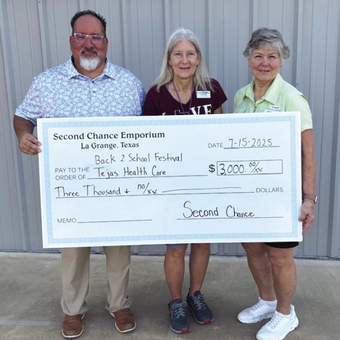 Second Chance Donates to LHS Band Booster and Tejas Health Care