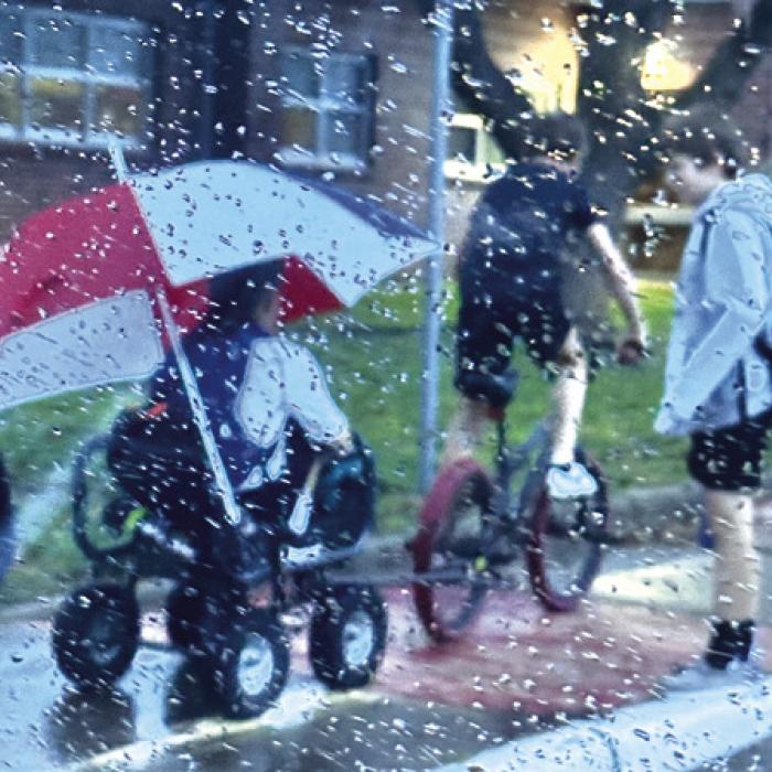 La Grange Elementary 4th grader Ace Jasek was riding his bike to school in a rain shower last week, pulling a trailer strategically placed with an umbrella to cover his backpack. Classmate Penn Wick jumped in the trailer for a dry ride as well. Even though we’ve had some showers the last couple of weeks, we’re behind on rainfall from where we normally are at this time of year.