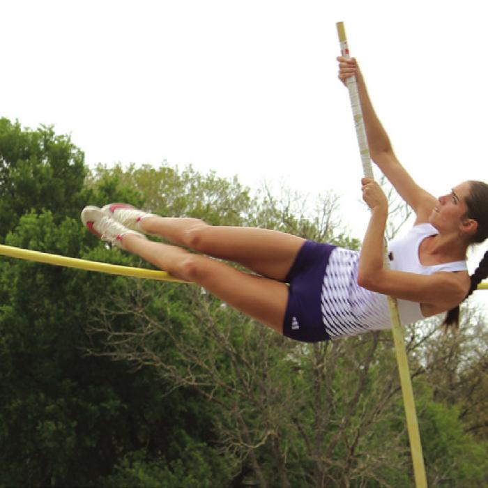 La Grange’s Macie Collier soared to a win in the girls pole vault at the Rusty Cauthern Relays Thursday, clearing nine feet. Photos by Jeff Wick