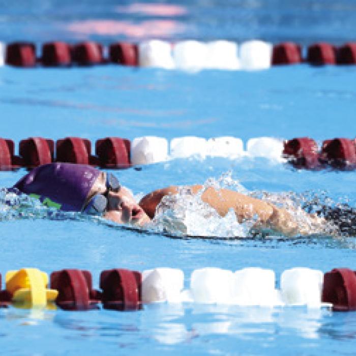 Senior standout Laney Herdler dominated the 500 Freestyle, improving her time by four seconds with a 7:18.19. Photo by Katy Michalke