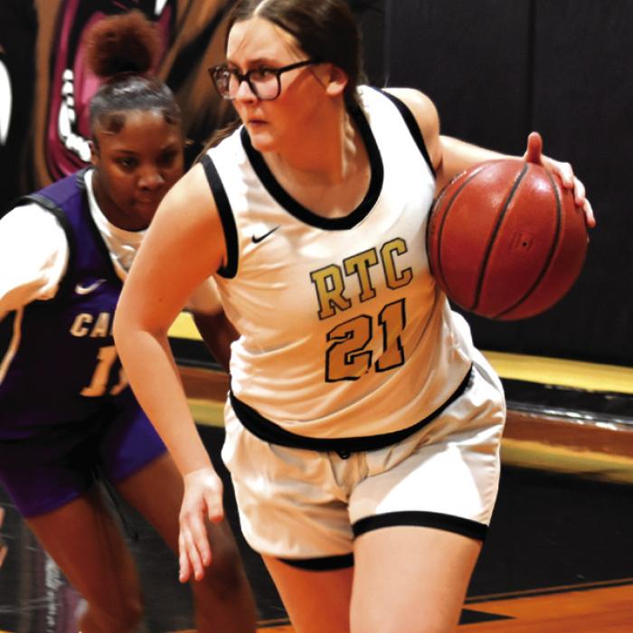 Round Top-Carmine’s Avery Lamson looks for an opening in Friday’s victory over Calvert. The Cubettes won 42-2 to improve to 2-1 in district play. Photo by Paul Kipp