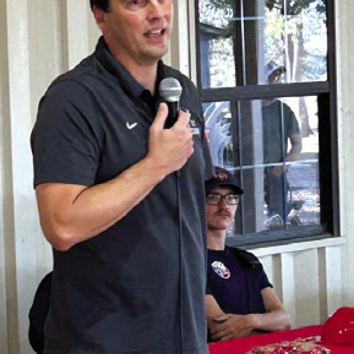 Jonathan and Nikki Kueck from Faith High School shared lots of news from the school, including information on the new student BBQ team.
